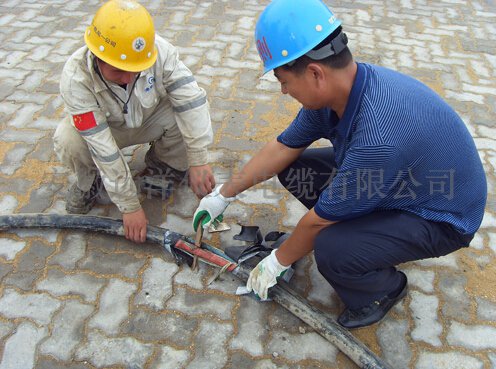 高压电缆故障检修人员正在检修